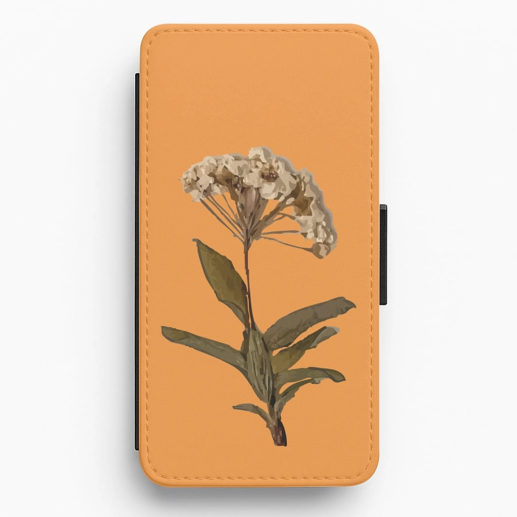 Bright Orange Pressed Flower Flip / Wallet Phone Case Urban Style