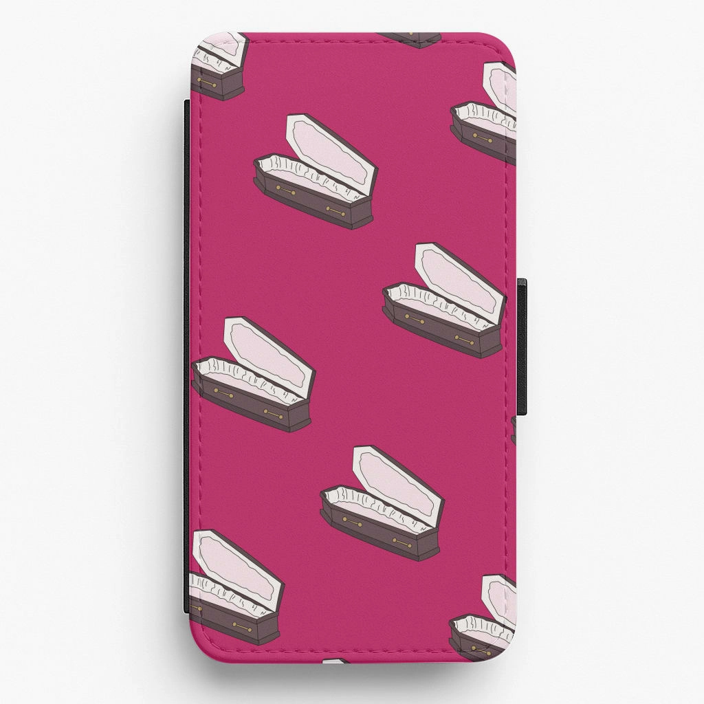 Bright Pink Coffin Pattern Flip / Wallet Phone Case Fashion Edge Luxury Build
