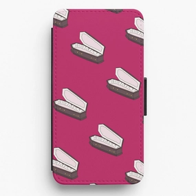 Bright Pink Coffin Pattern Flip / Wallet Phone Case Fashion Edge Luxury Build
