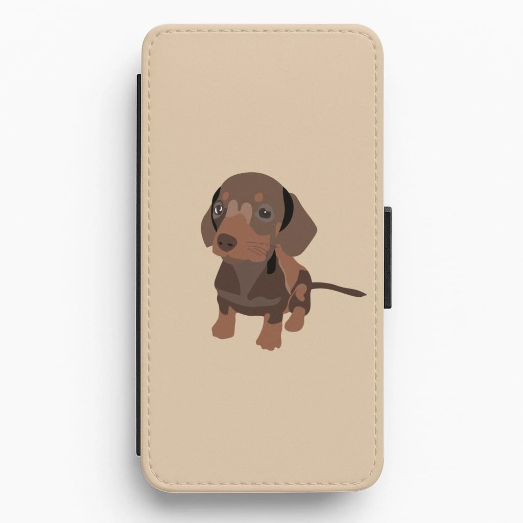 Brown - Dachshunds Flip / Wallet Phone Case Gloss Surface Layer Eco Friendly