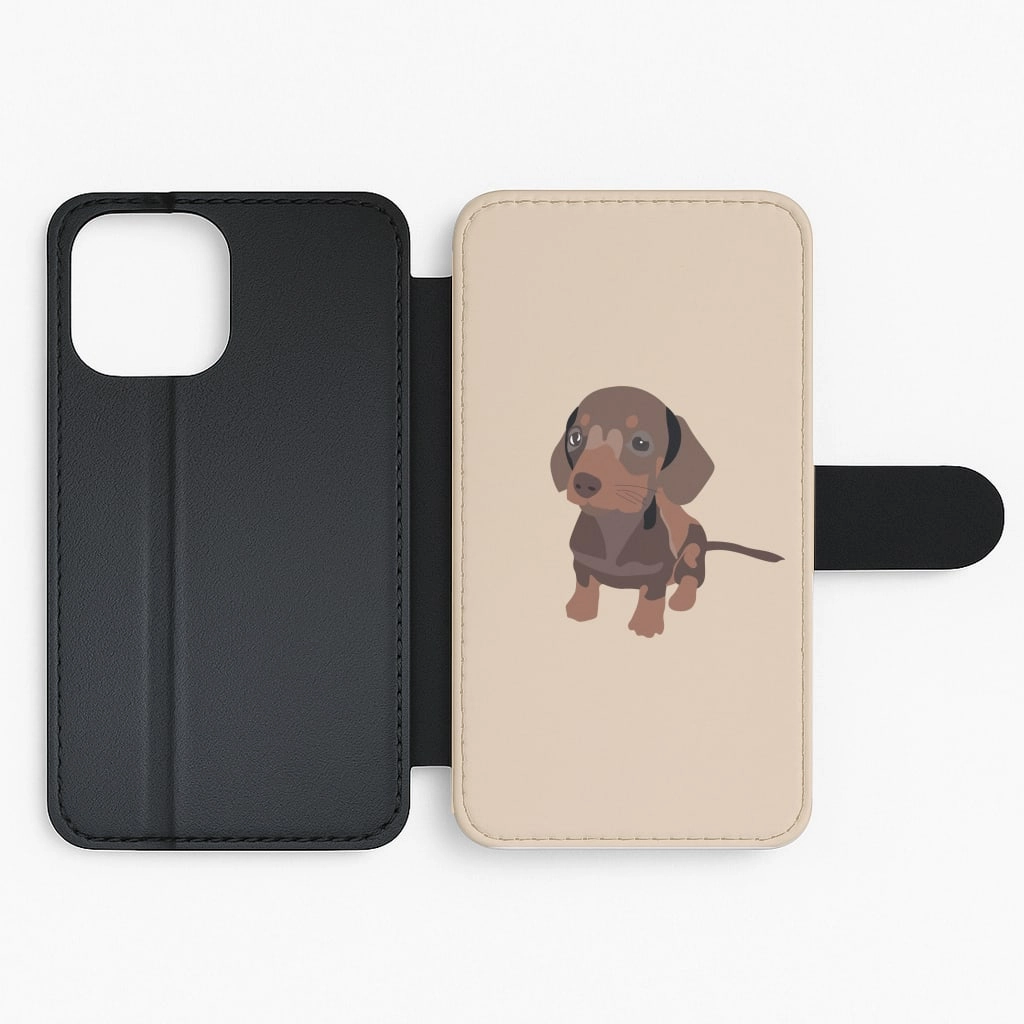 Brown - Dachshunds Flip / Wallet Phone Case Premium Surface
