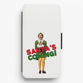 Buddy The Elf - Santa's Coming! Flip / Wallet Phone Case Clear View Minimal Aesthetic