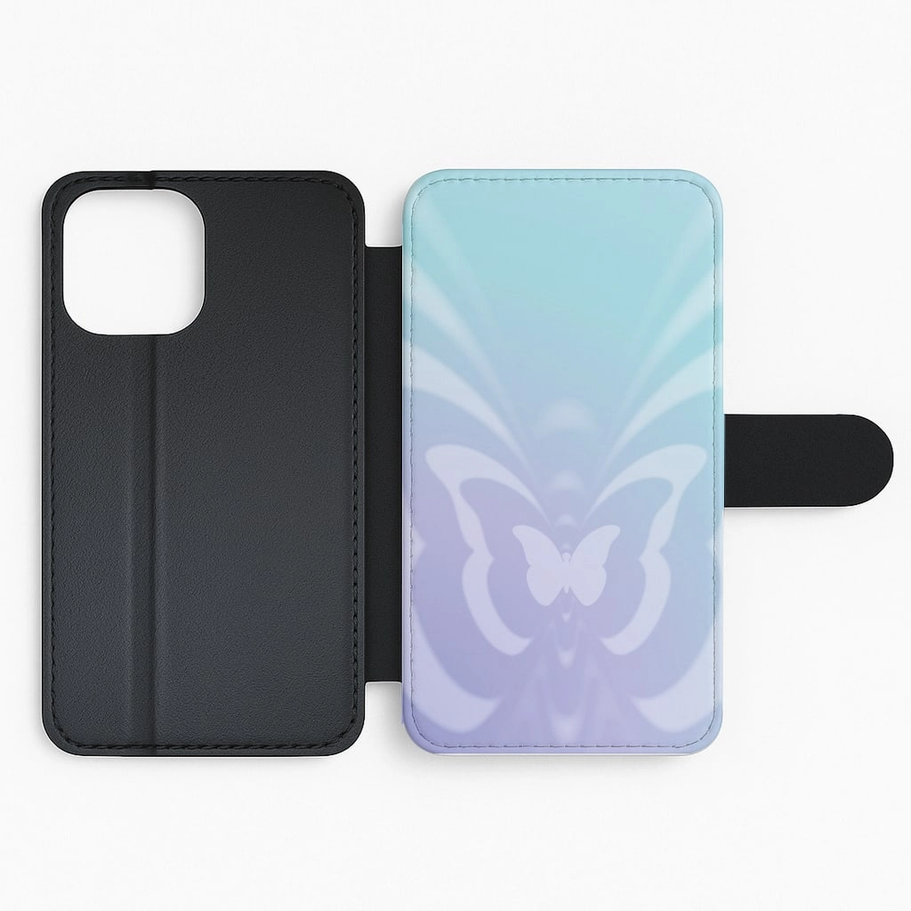 Butterfly Gradient Purple Flip / Wallet Phone Case Flexible Edge Texture