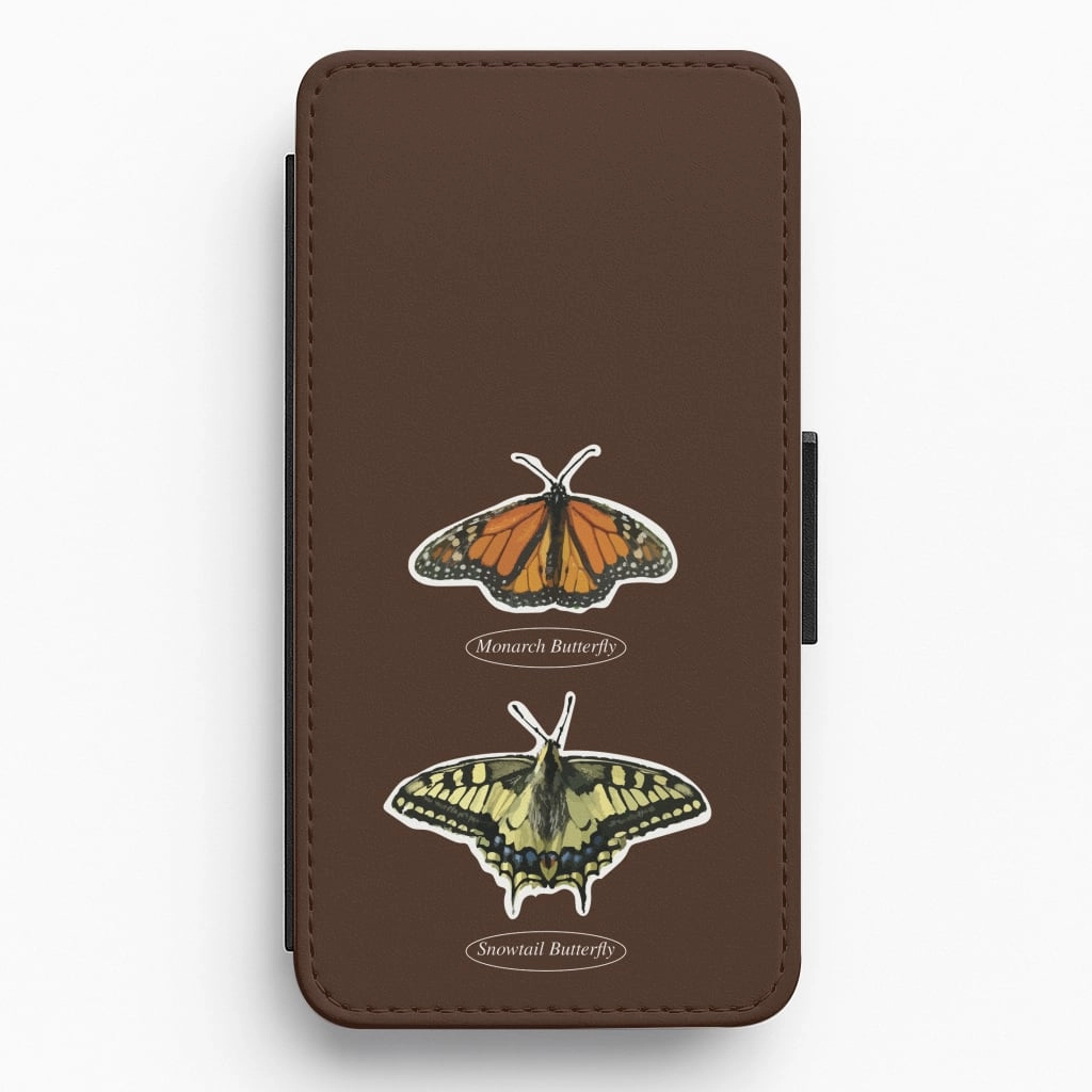 Protective Texture Finish Butterfly Species Collage Flip / Wallet Phone Case