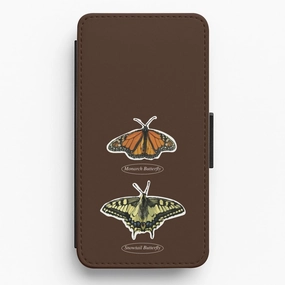 Protective Texture Finish Butterfly Species Collage Flip / Wallet Phone Case