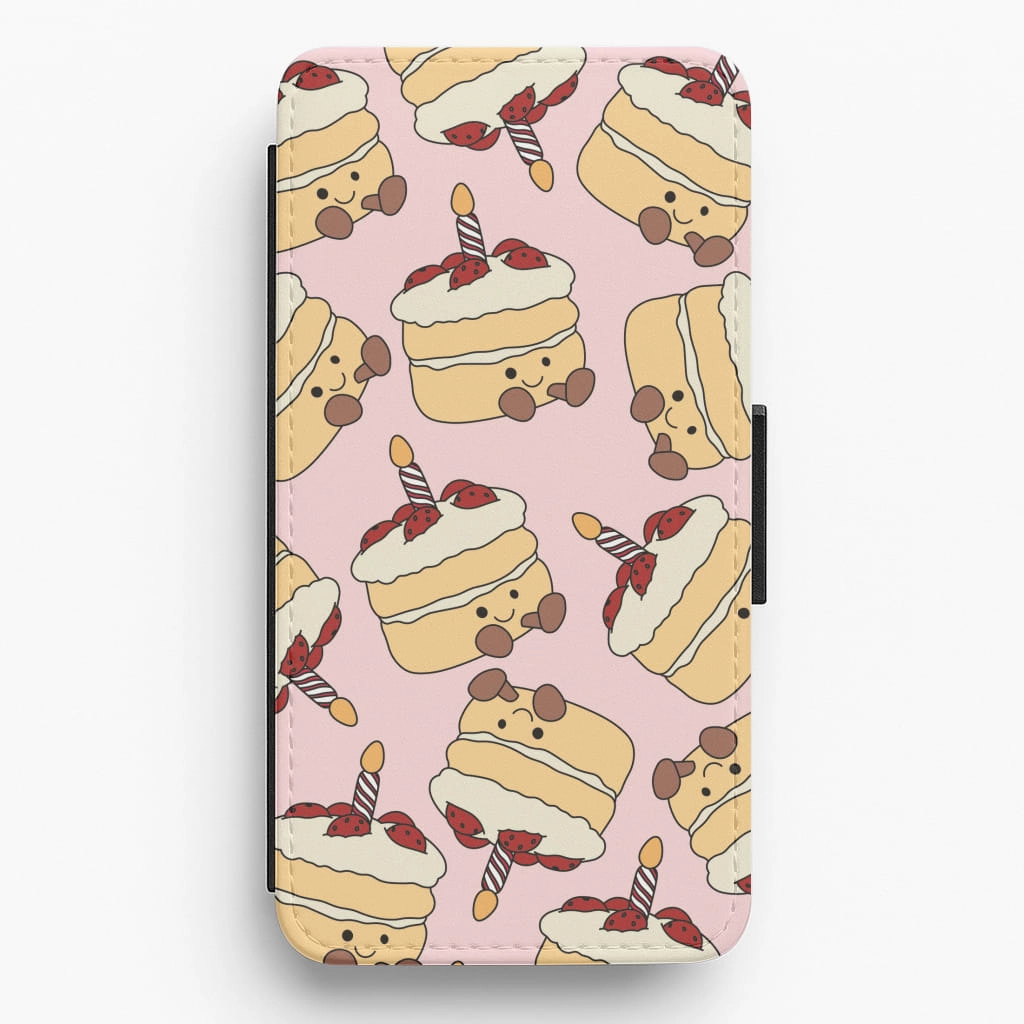 Cake Pattern - Plushy Flip / Wallet Phone Case Button Cover