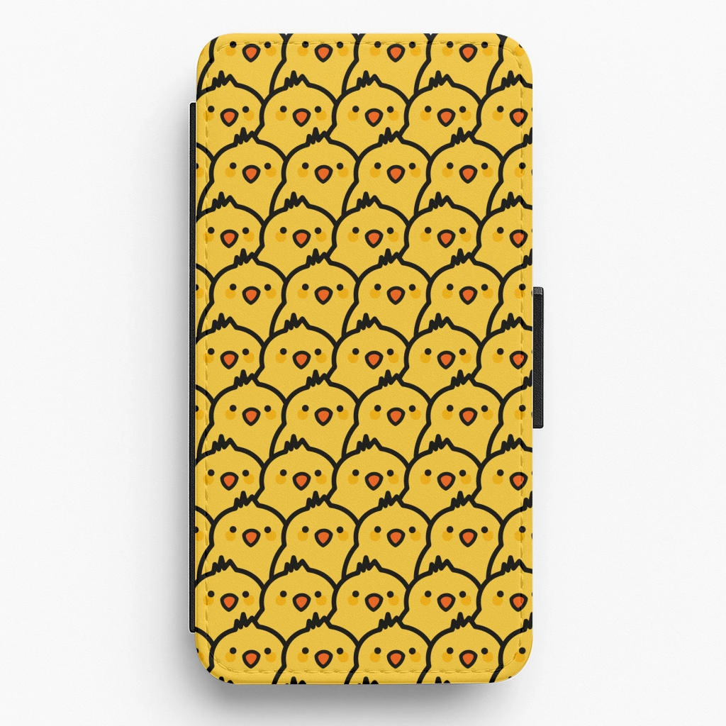 Clear Frame Chick Pattern Flip / Wallet Phone Case