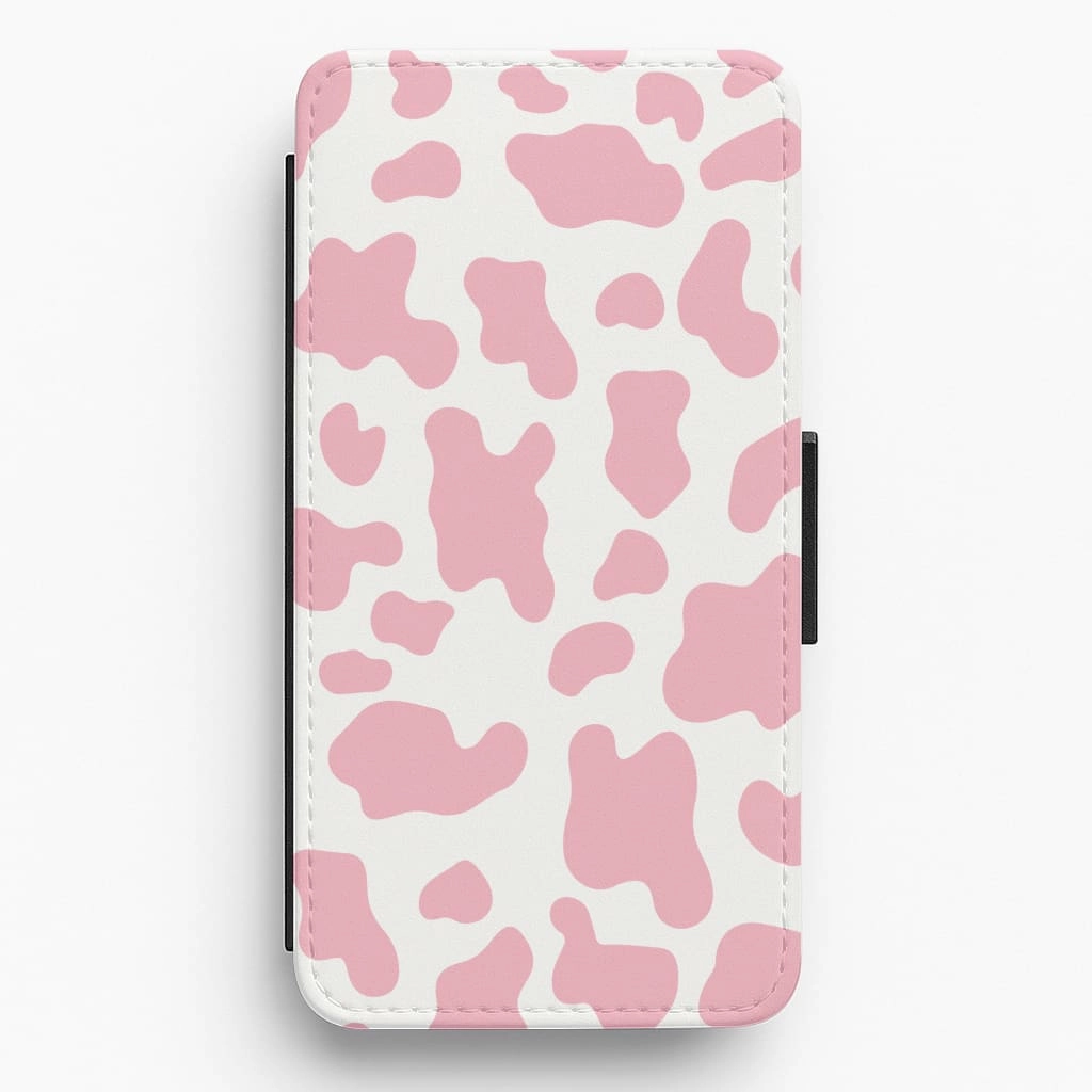 Edge Reinforced Pink Cow - Animal Patterns Flip / Wallet Phone Case