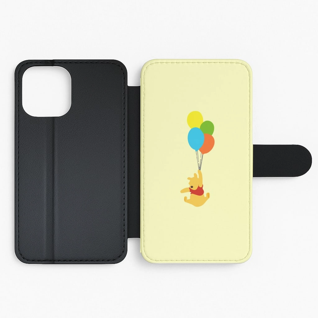 Trendy Finish Sleek Profile Pooh On Balloons Flip / Wallet Phone Case