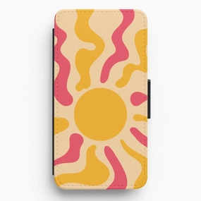 Phone Accessory Yellow And Pink Abstract Sun Flip / Wallet Phone Case