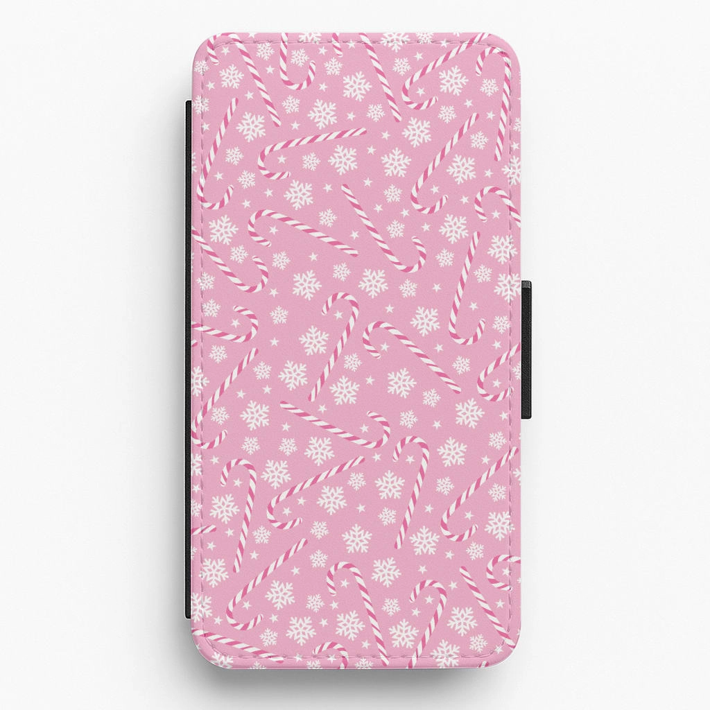 Scratch Guard Candy Cane Pattern Flip / Wallet Phone Case