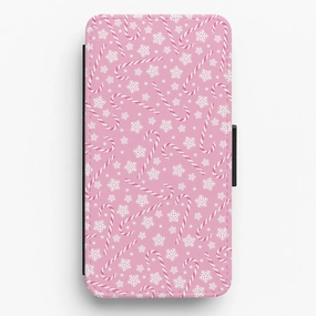 Scratch Guard Candy Cane Pattern Flip / Wallet Phone Case
