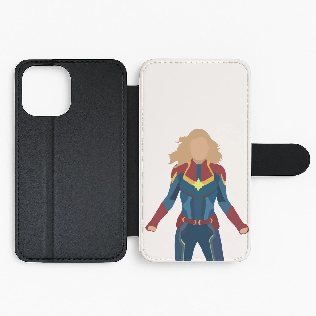 Captain Marvel Flip / Wallet Phone Case Elegant Accent Matte Surface
