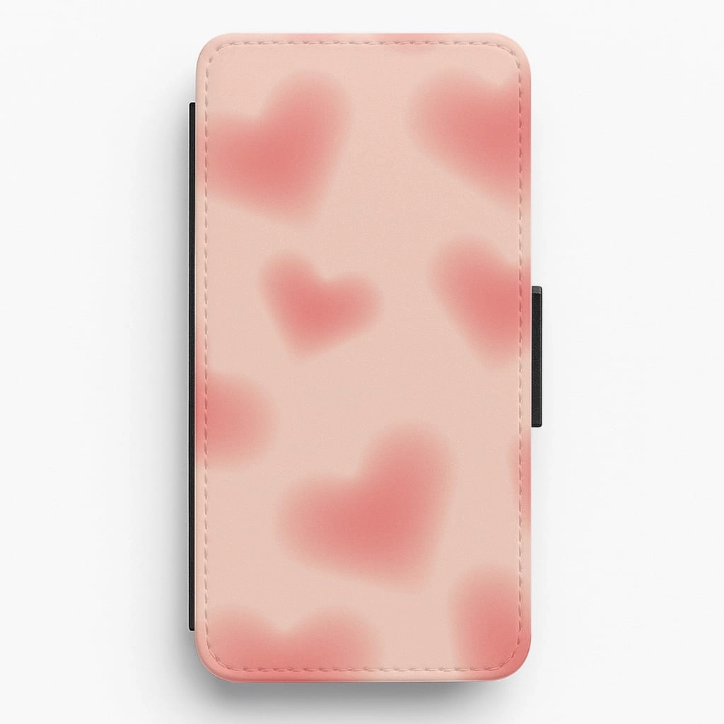 Gradient Red Hearts Pattern Flip / Wallet Phone Case Daily Carry Soft Interior