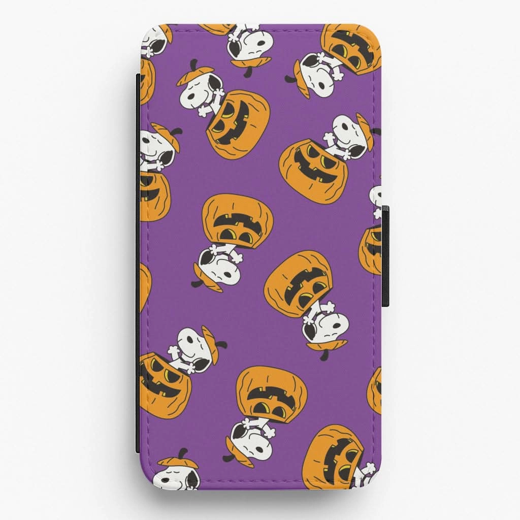Modern Design Texture Refined Edge Cartoon Beagle Pumpkin Pattern Flip / Wallet Phone Case
