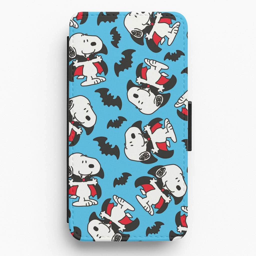 Minimal Grip Shockproof Corners Cartoon Beagle Vampire And Bats Pattern Flip / Wallet Phone Case