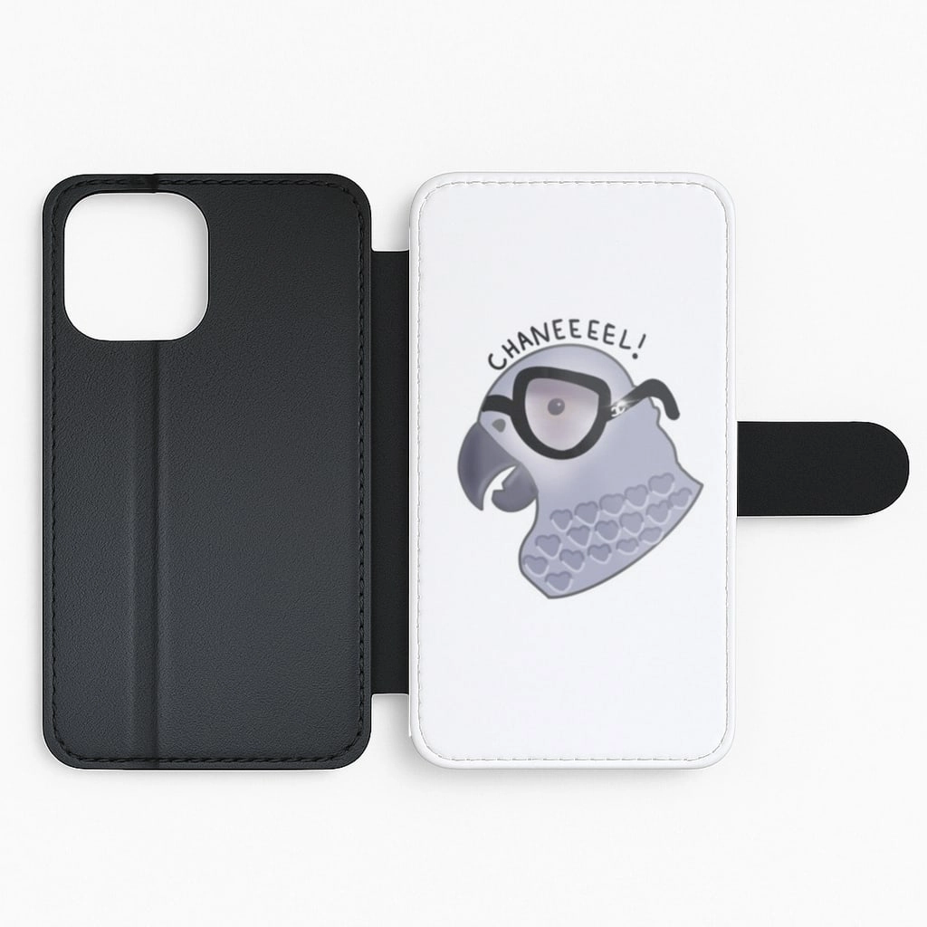 Raised Bezels Chanel The African Grey Cartoon Flip / Wallet Phone Case
