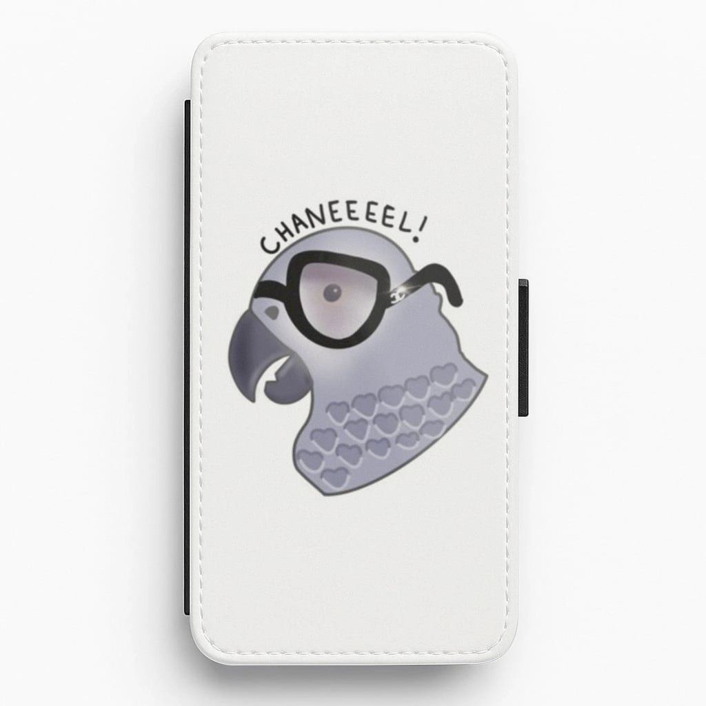 Chanel The African Grey Cartoon Flip / Wallet Phone Case Smooth Pattern Finish Minimal Grip
