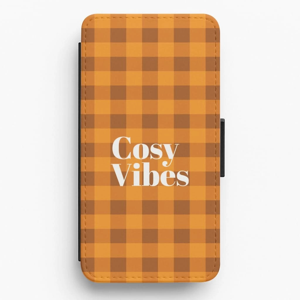 Checkered Cosy Vibes Flip / Wallet Phone Case Metal Texture Soft Grip Finish