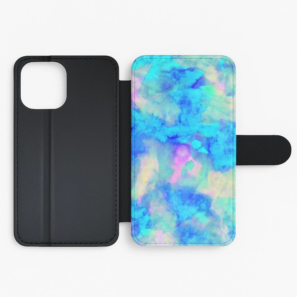 Electric Blue Flip / Wallet Phone Case Rugged Edge Texture
