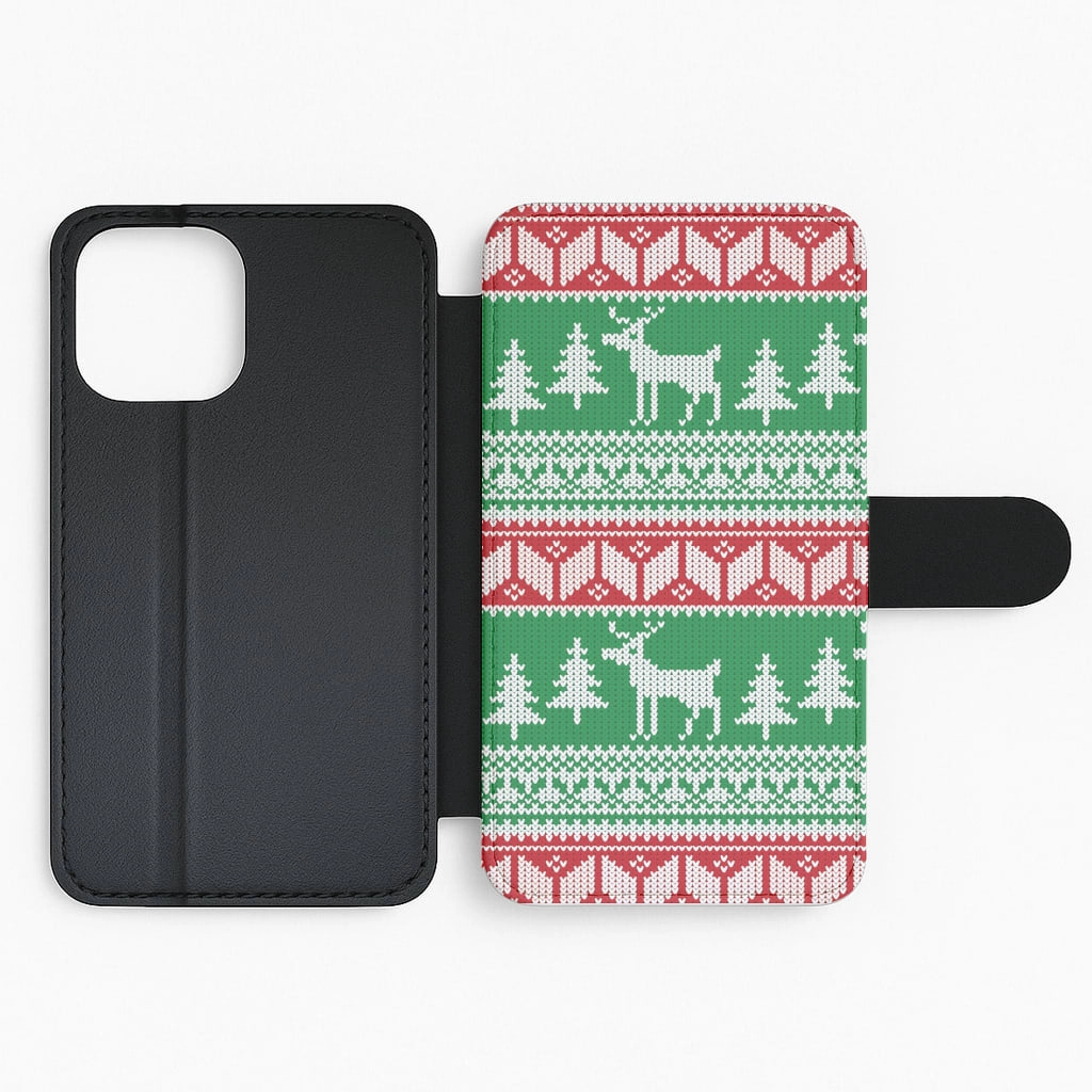 Christmas Jumper Pattern Christmas Flip / Wallet Phone Case Scratch Block Clear Design