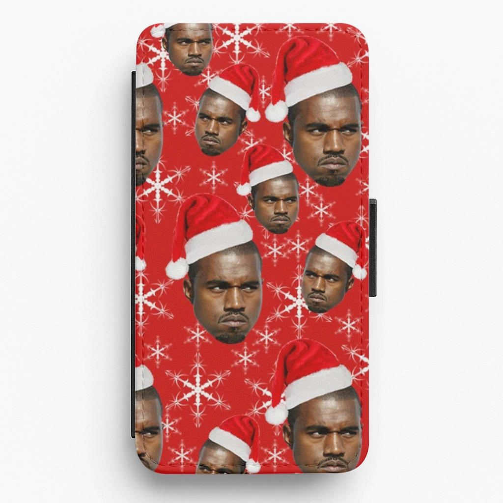 Magnetic Mount Smooth Surface Christmas Kanye Flip Wallet Phone Case