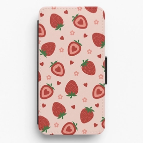 Strawberries And Hearts - Fruit Patterns Flip / Wallet Phone Case Classic Frame