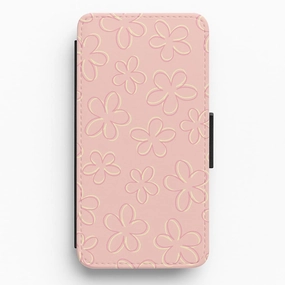 Hybrid Texture Design Abstract Flower Outlines Pattern Flip / Wallet Phone Case