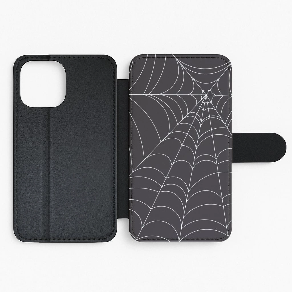 Black Cobwebs Pattern Flip / Wallet Phone Case Hard Shell Shock Guard