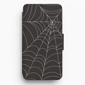 Black Cobwebs Pattern Flip / Wallet Phone Case Strong protection