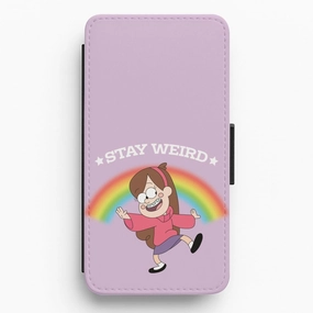 Gloss Touch Metal Texture Stay Weird Flip / Wallet Phone Case