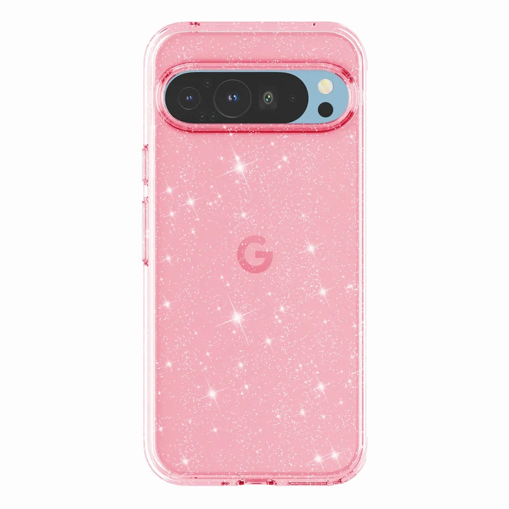 Clear Glitter Pixel 9 Pro XL Case Comfort Fit Edge Minimal Texture