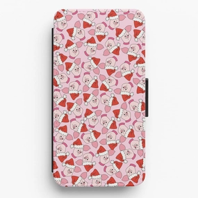 Premium Build Flexible Comfort Pig Pattern Christmas Flip / Wallet Phone Case