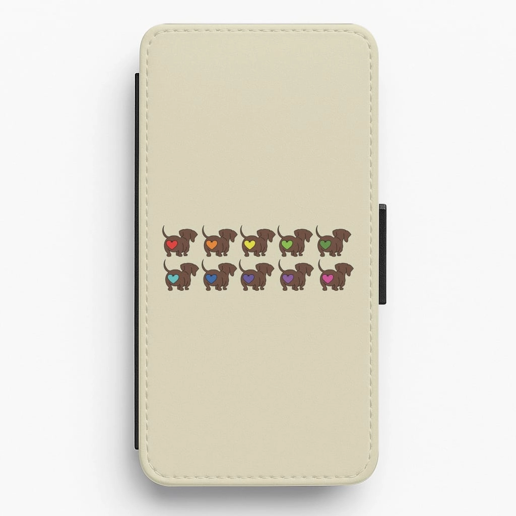 Minimal Aesthetic Practical Look Love hearts - Dachshunds Flip / Wallet Phone Case