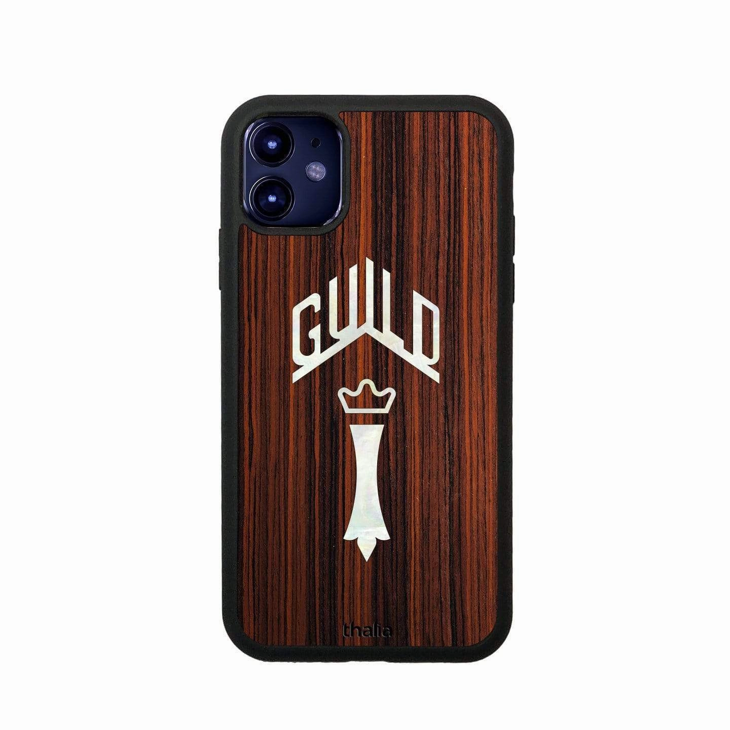 Rosewood with Guild Chesterfield Pearl Logo | iPhone Case Versatile Accessory