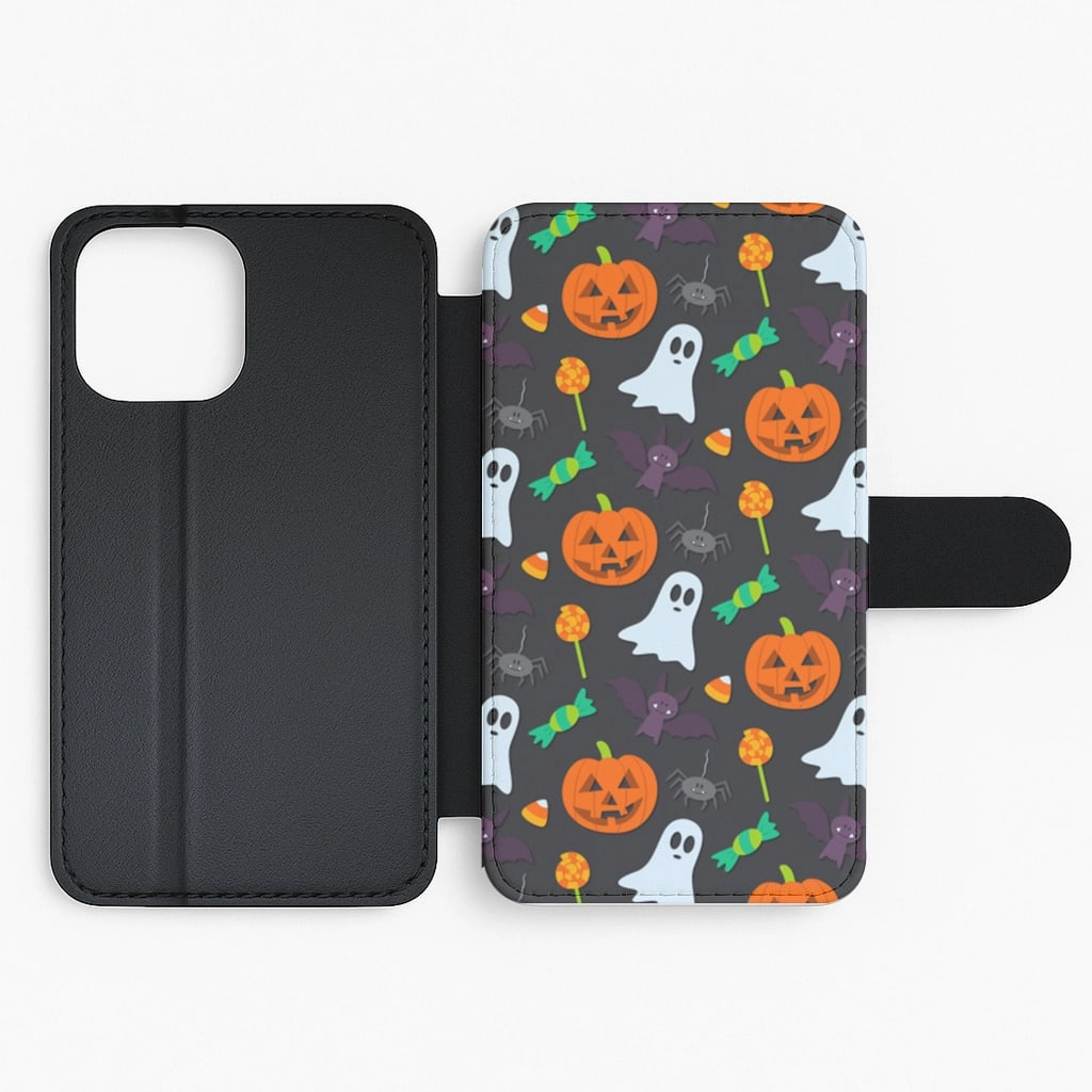 Sporty Appeal Colourful Halloween Pattern Flip Wallet Phone Case