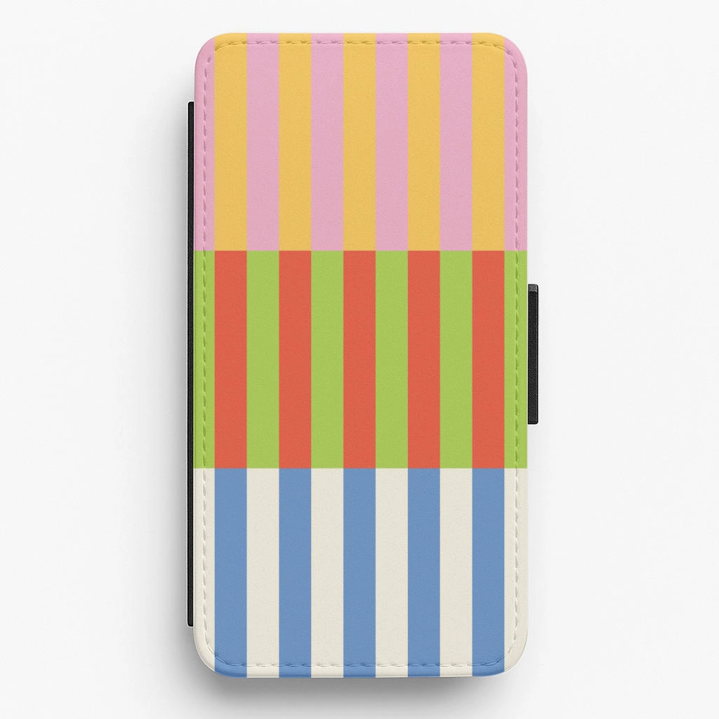 Elegant Craft Colourful Stripes Pattern Flip / Wallet Phone Case