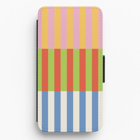 Elegant Craft Colourful Stripes Pattern Flip / Wallet Phone Case
