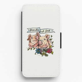 Friends Not Food - Vegan Flip / Wallet Phone Case Hybrid Surface Layer Protective Texture Finish