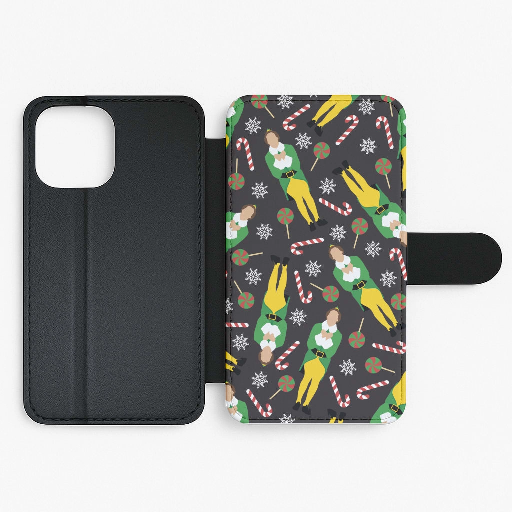 Elf Candy Cane Pattern Flip / Wallet Phone Case Minimal Pattern
