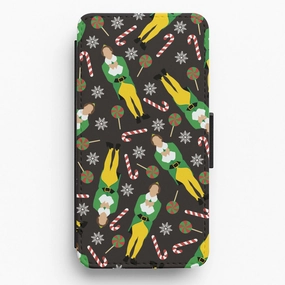 Elf Candy Cane Pattern Flip / Wallet Phone Case Premium Surface Finish