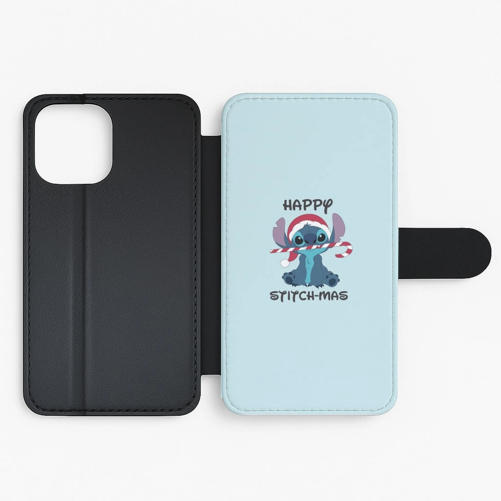 Scratch Proof Luxury Surface Layer Happy Blue Alienmas - Christmas Flip / Wallet Phone Case