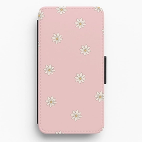 Dusty Pink Daisy Pattern Flip / Wallet Phone Case Rugged Detail Layer
