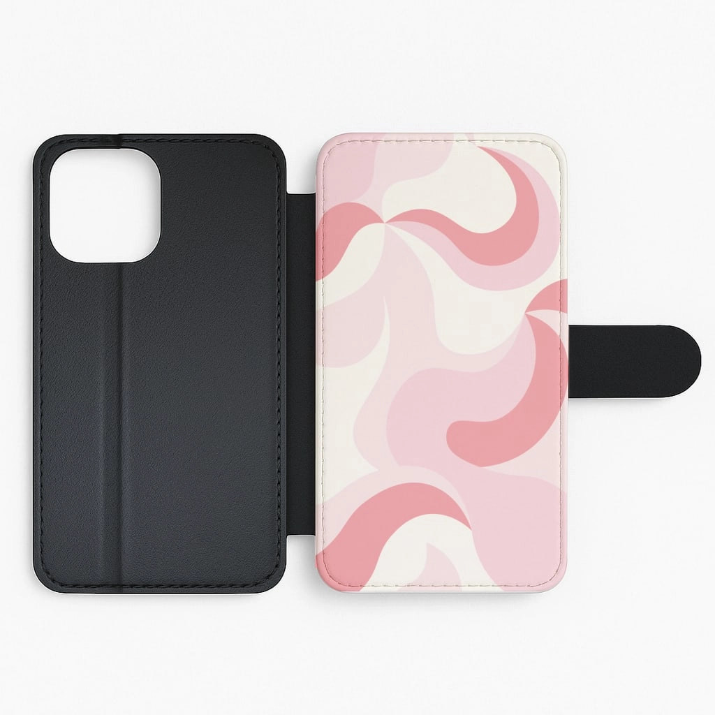 Resistant Layer Matte Build Pastel Pinks Abstract Pattern Flip / Wallet Phone Case