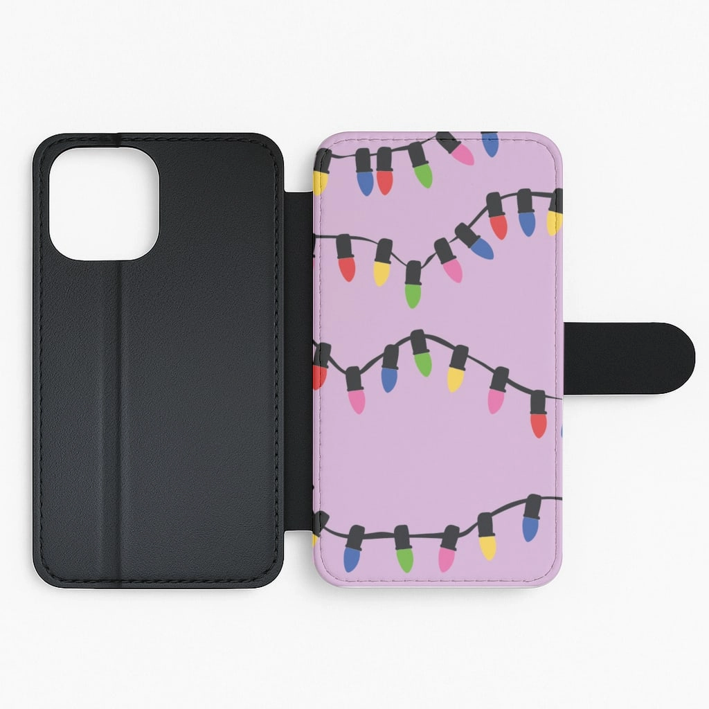 Stylish Color Classic Grip Pink Lights - Christmas Patterns Flip / Wallet Phone Case
