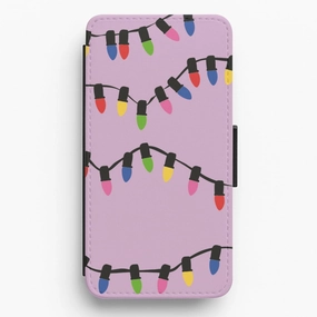 Pink Lights - Christmas Patterns Flip / Wallet Phone Case Soft Design