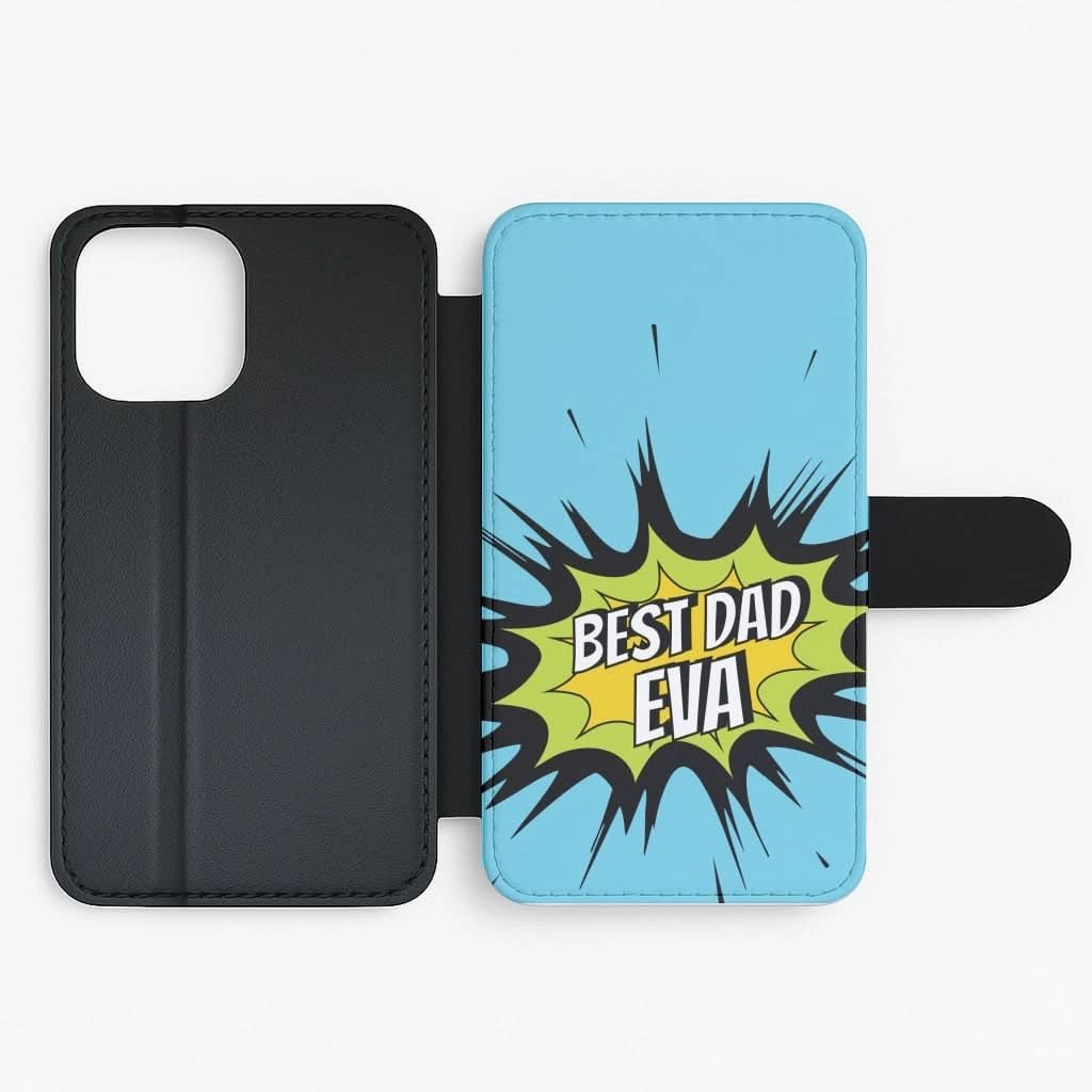 Comic Book Best Dad Eva Flip / Wallet Phone Case Student Gear