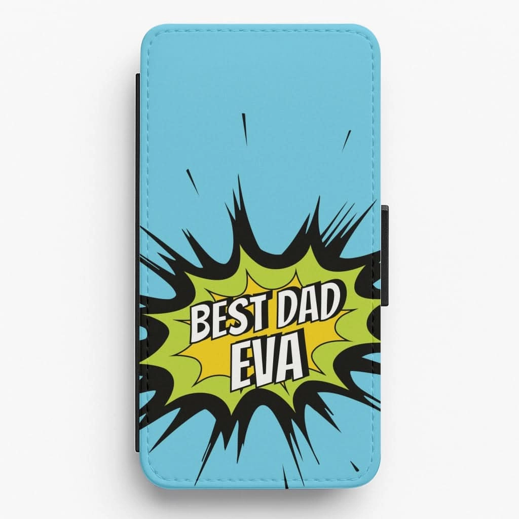 Vivid Surface Detail Comic Book Best Dad Eva Flip / Wallet Phone Case