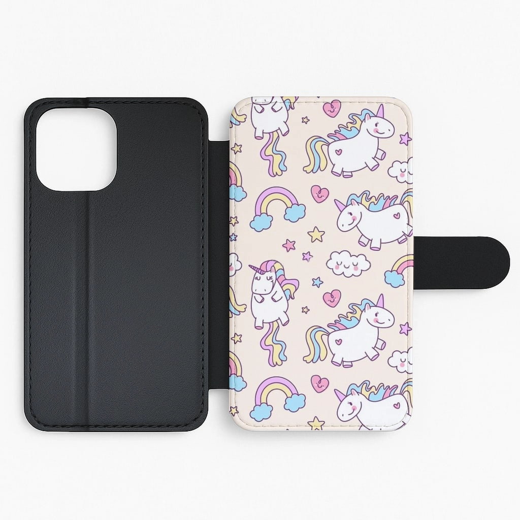 Stylish Grip Texture Flexible Material Cute Unicorn Pattern Flip / Wallet Phone Case