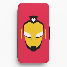 Metal Heart Hero Face Flip / Wallet Phone Case Comfort Grip